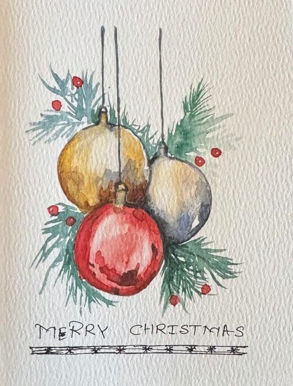 Watercolor Christmas Card 6